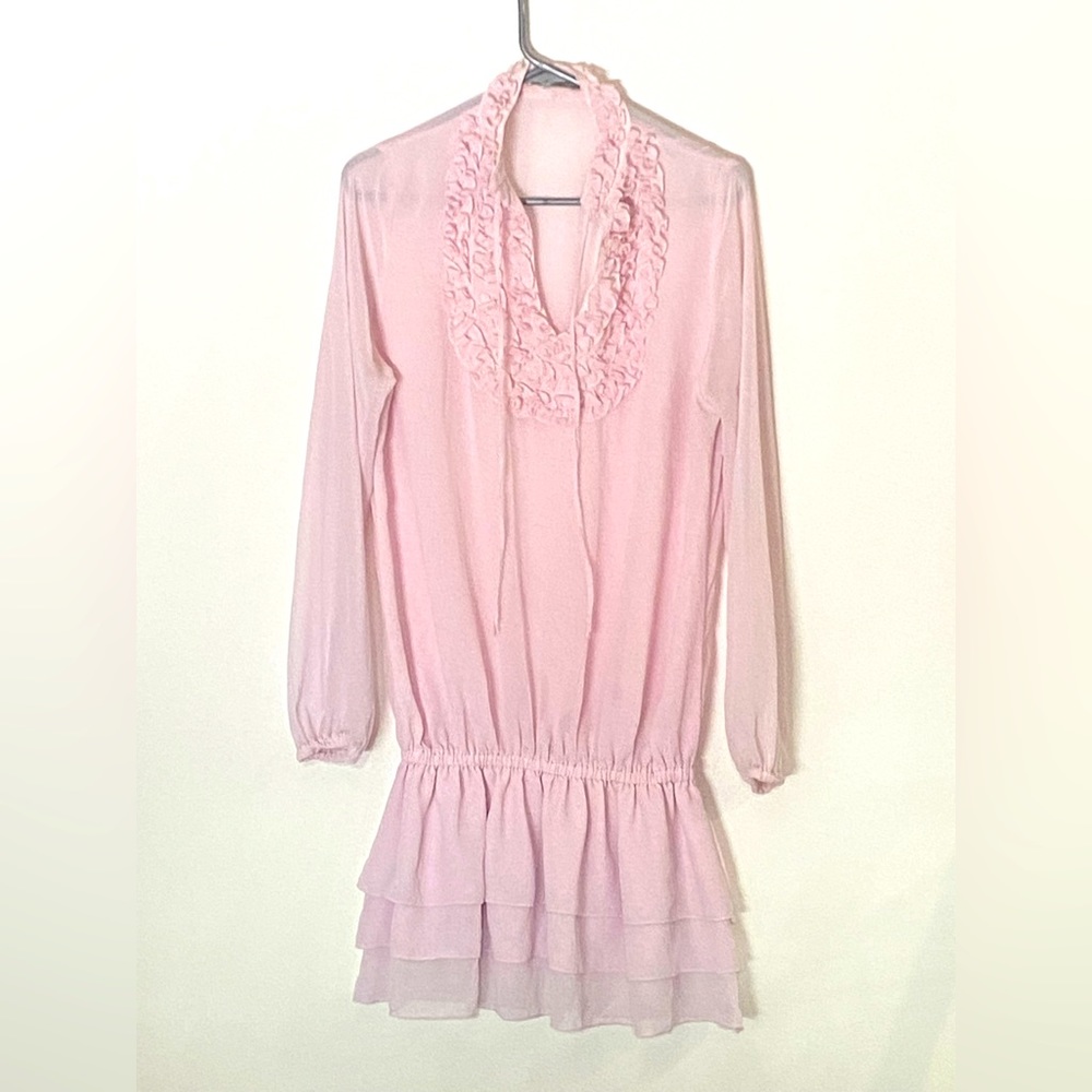pink long sleeve mini dress